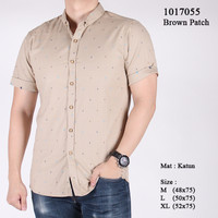 Jual Kemeja Slim Fit Brown Patch Murah