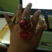 Jual airing karakter hello Kitty iring motif water gliter i ring holder Murah