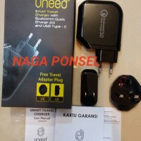 Jual UNEED Smart Travel Charger Qualcomm Quick Charge 3.0 USB Type C Fast Murah