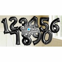 Jual Balon angka hitam | Balon huruf hitam | Balon foil | Souvenir ultah Murah