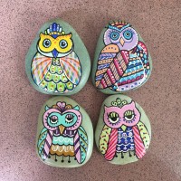 Jual 1 Set Batu Lukis Burung Hantu / Owl Murah