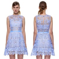 Jual DRESS PREMIUM - Self Portrait Blue Lace Runway Embroidery Murah
