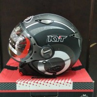 Helm KYT Elsico Black Doff Motif Half Face Hitam Doff Classic