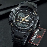 Jual JAM TANGAN PRIA WATER RESIST DIGITEC 3021 BLACK LIST GOLD ORIGINAL Murah
