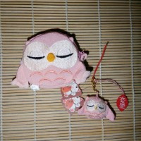 Jual Chirimen Owl Set of Wallet and Charm in Pink Murah