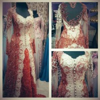 Baju Kebaya pengantin muslimah modern Orange