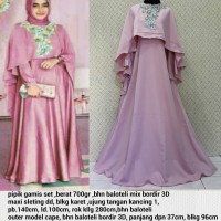 Jual new pipik gamis pink bordir bunga 3D,mawar,pesta muslimah,baloteli Murah