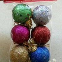 Jual Hiasan Bola Natal Glitter Murah