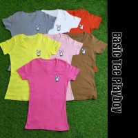 Jual V neck basic tee playboy warna candy Murah