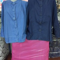 Jual New Jumbo Blouse Tangan Balon Polos Jeanswr308 Murah