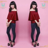 Jual Big Sale Ruffle On Shoulder Top Red Diskon Besar Cuci gudang Murah Murah