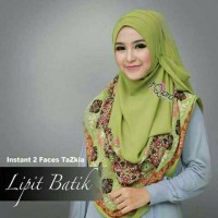 Kerudung wanita Lipit Batik Hijau Hijab Terbaru Jilbab Instan Terbaru