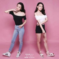 Jual RIBBED OFF SHOULDER TOP kaos blouse baju sabrina atasan wanita murah Murah