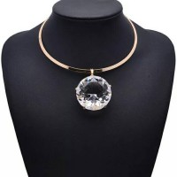 Jual Kalung Statement Choker Emas Kristal Vintage Geometrik Korea Unik Murah