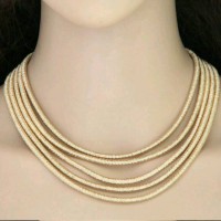Jual Kalung Choker Layer Tali Emas Vintage Boho Etnik Geometrik Korea Unik Murah