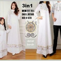 3in1 couple gamis bordir katun abaya syar'i ibu , ayah dan anak