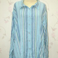 Jual Kemeja Dress Biru Salur Big Size Lengan Panjang Murah