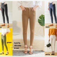 Celana Panjang Pensil Kerja Bahan Baju Wanita Korea Import Hitam Putih