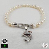 Jual Gelang Mutiara Air Tawar Asli Alluring Charm Dolphin White / Kado Murah