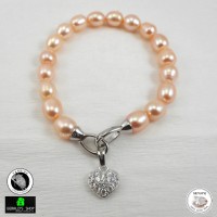 Jual Gelang Mutiara Air Tawar Asli Alluring Charm Sweet Heart Peach / Kado Murah