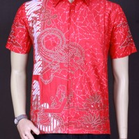 Jual Baju Batik, Kemeja Batik, Batik Wayang Merah Murah