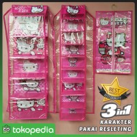 Jual Rak set 3in1 Gantung Karakter Pakai Resleting (Tas, Sepatu, Jilbab) Murah