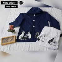 Jual Baju Atasan Wanita Sweater Cewek Fleece Cats Blazer Putih Navy Cardie Murah