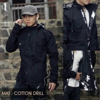 Jual Jaket Parka Pria Terbaru Matterial Katun Drill Premium Fit to XL Black Murah