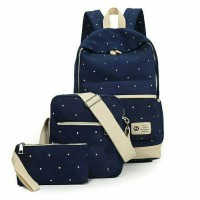 Jual RANSEL KANVAS POLKA PAKET 3IN1 MURAH Murah