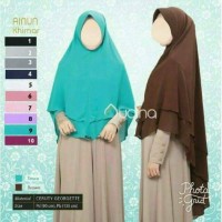 Jual Jilbab /Khimar /kerudung syari Ainun Audina 2 layer pinguin Murah