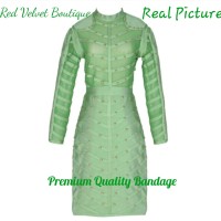 Jual Green Studs Long Sleeve Premium Quality Bandage Dress IMPORT Murah