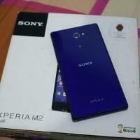 Jual SONY Experia Xperia M2 Dual Ungu Purple Fullset Mulus Murah