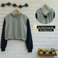 Jual Terlaris Pom Hoodie Crop Abu Murah
