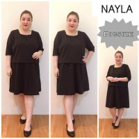 Jual JUMBO NAYLA DRESS BIGSIZE SCUBA FIT TO XXXL MIDIDRESS OVERSIZE Murah