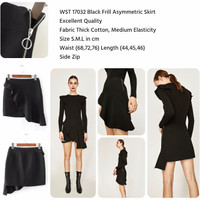 Jual Black Frill Asymmetric Skirt (S,M,L) - 17032 Murah Murah
