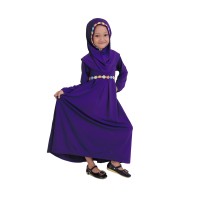 Baju Muslim Gamis Anak Perempuan Warna Ungu Lucu