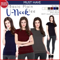 Jual Basic U Neck Tee Shirt Kaos Polos (BL867) Diskon Murah