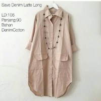 Jual Baju Atasan / Atasan Wanita / Tunik Blouse Kemeja / Save Denim Latte Murah