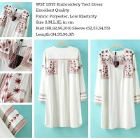 Jual 11597 - Embroidery Tied Dress (size S) Murah