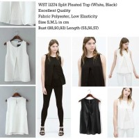 Jual 11274 - Split Pleated Top (WHITE size L), (BLACK size M) Murah