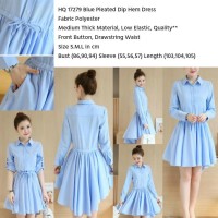 Jual 17279 - Blue Pleated Dip Hem Dress (size L) Murah