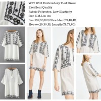 Jual 11512 - Embroidery Tied Dress (size S) Murah