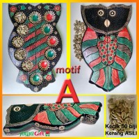 Jual Congklak Kayu Lipat 12 lubang Gambar Burung Hantu Murah