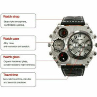 Jual Oulm 1349 Mechanical Compass And Thermometer Quartz Men Leather Band F Murah