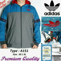 Jual Jaket Adidas Waterproof & Windbreaker Kualitas Premium Hoodi Parasut Murah