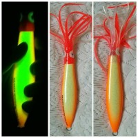 Jual metal jig kraken squid jig 170g orange.VIBRATE JIG.full gid Murah