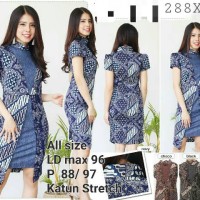 Jual Dress batik kerah shanghai / terusan batik wanita murah Murah