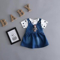 Jual overall dress polka navy tee Murah