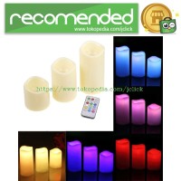 Jual Lilin LED RGB dengan Remote 3PCS - White Murah