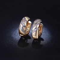 Anting Lapis Emas 18k Hoop Kecil Tebal Batu Berlian Imitasi - BE023